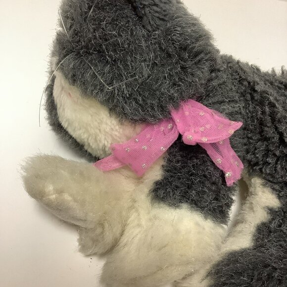 Vintage 1992 Tyco Kitty Kitty Kittens Plush Charcoal Grey & White Purrs READ - Picture 5 of 14